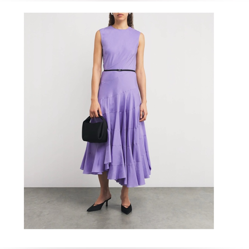 TORY BURCH Purple Cotton-Silk Flared Midi Dress size 4